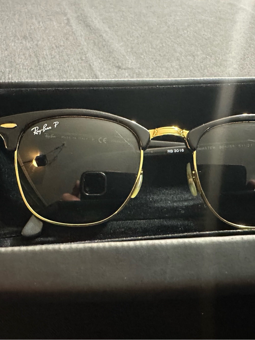 Ray-Ban Black and Gold Clubmaster Sunglasses - Polarized